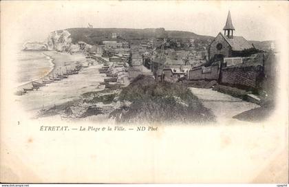 Etretat - La Plage et la Ville - CPA