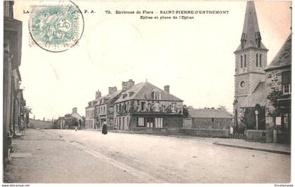 CPA Carte  Postale France-Flers - environs - Saint Pierre d'Entremont Eglise et place de l'église 1906?  VM47176
