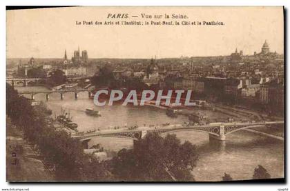 CPA Paris Vue sur la Seine Le Pont des Arts et l'Institut le Pont Neuf la Cite et le Pantheon