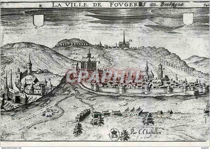 CPM Fougeres (I et V) Fougeres au XVe s Gravure d'apres Claude de Chastillon