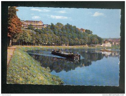 CPSM - Fumay (08) - La Meuse et Hôtel des Roches ( péniche Ed. GALLOIS )