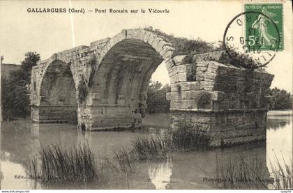 CPA Gallargues Pont Romain Sur la Vidourle