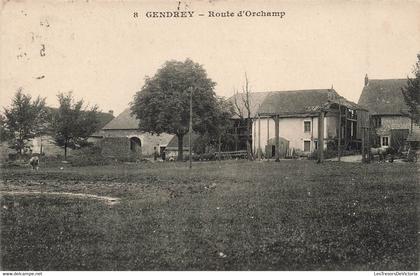 CPA gendrey - route d'orchamp - obliteration ambulant en 1925