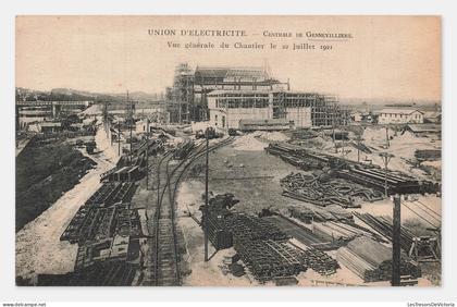 Gennevilliers – Centrale de Gennevilliers, vue générale du chantier le 22 juillet 1921 – CPA – France