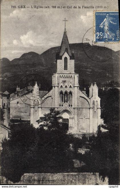 CPA Gex l'eglise et Col de la Faucille