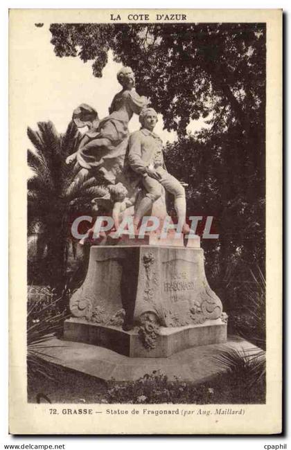 CPA Grasse Statue de Fragonard