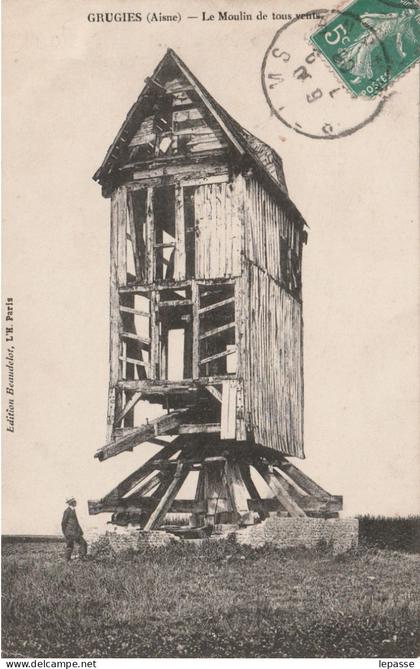 02 CPA GRUGIES LE MOULIN A VENT