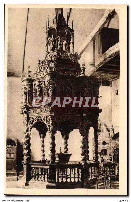 CPA Guimiliau CPA Interieur de l'eglise le baptistere (chene sculpte 18eme)