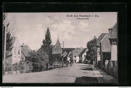 CPA Habsheim i. Els., Hauptstrasse avec des enfants