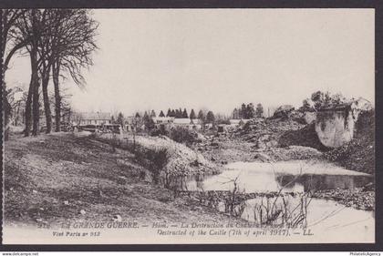 FRANCE, Postcard, Ham, Destructed of the Castle, WWI