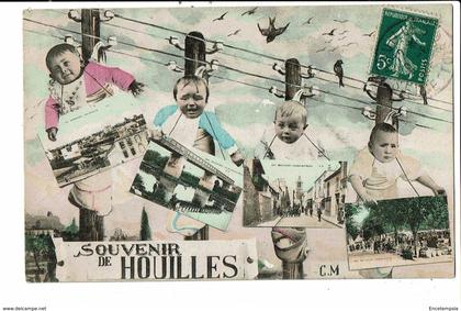 CPA Carte Postale France-Souvenir de Houilles Fantaisie-Multi vues- VM12114