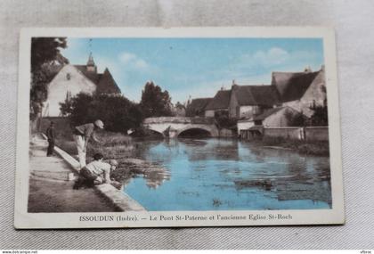 Issoudun, le pont saint Paterne et l'ancienne église saint Roch, pêche, Indre 36