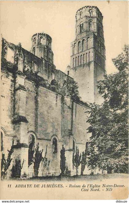 Carte Postale Ancienne - 76 - Jumieges - Abbaye de Jumièges - Ruines de l'Eglise Notre-Dame - Coté Nord - CPA - Voir Sca