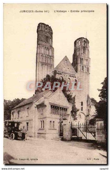 CPA Jumieges Abbaye Entree Principale Automobile