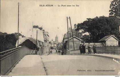 CPA L'Isle Adam Le Pont Entre Les Iles