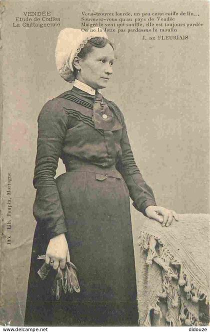 Carte Postale Ancienne - 85 - La Chataigneraie - Etude de Coiffes - Précurseur - Animée - Femme - Folklore - Scène et Ty