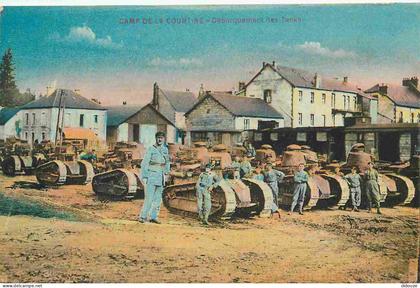 23 - La Courtine - Campe de la Courtine - Débarquement de tanks - Animée - Colorisée - Militaria - CPA - Voir Scans Rect