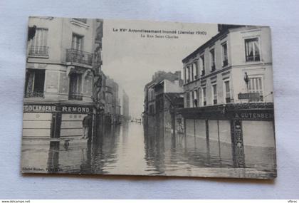 Cpa 1910, la rue saint Charles, le XV arrondissement inondé, Paris 75