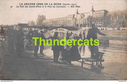CPA 75 CARTE DE PHOTO LA GRANDE CRUE DE LA SEINE 1910 LE PORT DES SAINT PERES