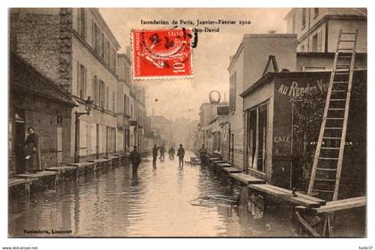 Paris - Crue de la Seine - Inondations de 1910 - Rue Félicien David