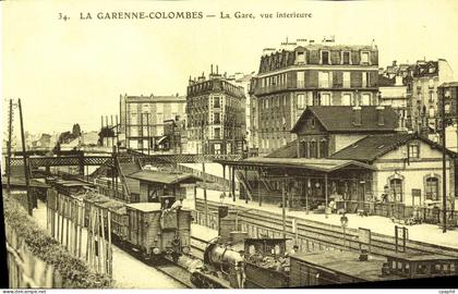 REPRO Recto verso La Garenne Colombes La Gare Vue interieure Rue des voyageurs