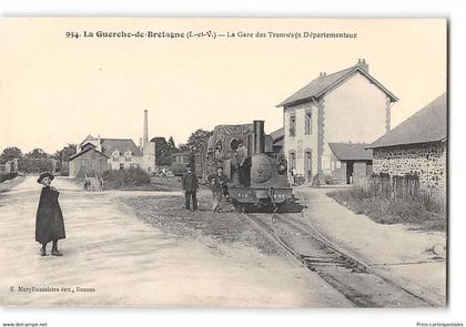 CPA 35 La Guerche de Bretagne la gare et le train tramway