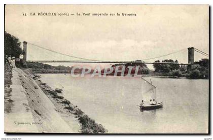 La Reole cPA Le pont suspendu sur la Garonne