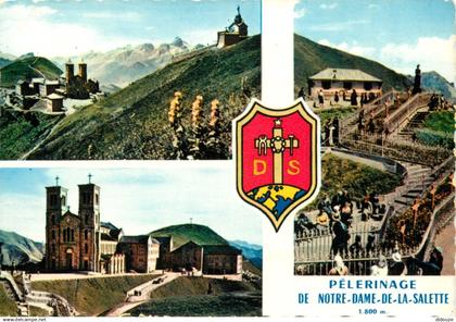 38 - La Salette - Sanctuaire Notre Dame de la Salette - Multivues - Blasons - Lieu de Pèlerinage - Carte Dentelée - CPSM