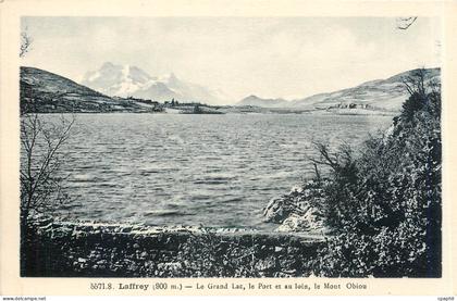 CPA Laffrey le grand lac le port et au loin le Mont Obiou