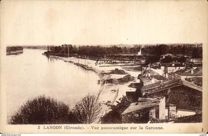 Langon cPA Vue panoramique sur la Garonne