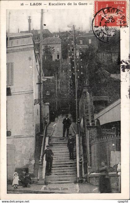 Laon - Escalier de la Gare - CPA
