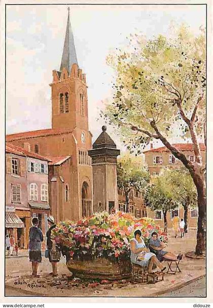 Carte Postale - 69 - Le Bois d'Oingt - La Place de la Libération - Aquarelle de Allain Renoux - Art - Peinture - CPM - V
