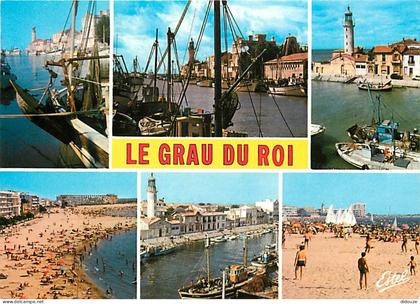 Carte Postale - 30 - Le Grau du Roi - Multivues - Scènes de Plage - Flamme Postale de Le Grau du Roi - CPM - Voir Scans