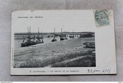 Cpa 1905, Le Hourdel, le chenal et le barrage, Somme 80