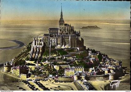 CPSM Le Mont Saint Michel Vue Generale Du Mont Prise En Avion