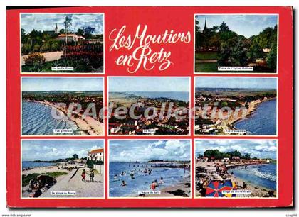 CPSM Les Moutiers en Retz Loire Atlantique place l'église madame le bourg plage pré vinvent