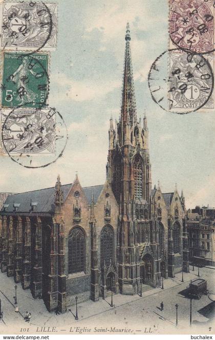 gelaufene Ansichtskarte Lille - L' Eglise Saint Maurice