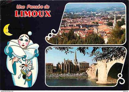 11 - Limoux - Multivues - Dessin de Pierrot - Flamme Postale de Limoux - CPM - Voir Scans Recto-Verso