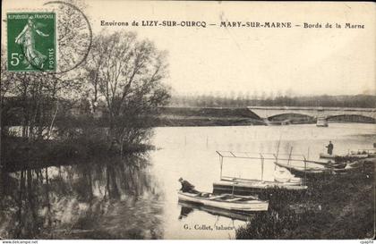 CPA Environs de Lizy sur Ourcq Mary sur Marne bords de la Marne barques