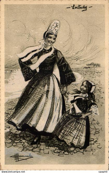 CPA Loctudy Costume Folklore Coiffe