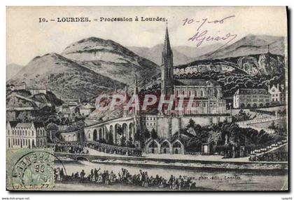 CPA Lourdes Procession a Lourdes