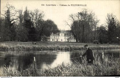 CPA Louviers Chateau de Pinterville Pecheur Peche