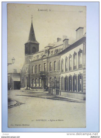 LOUVROIL  (Nord)  :  Eglise et Mairie