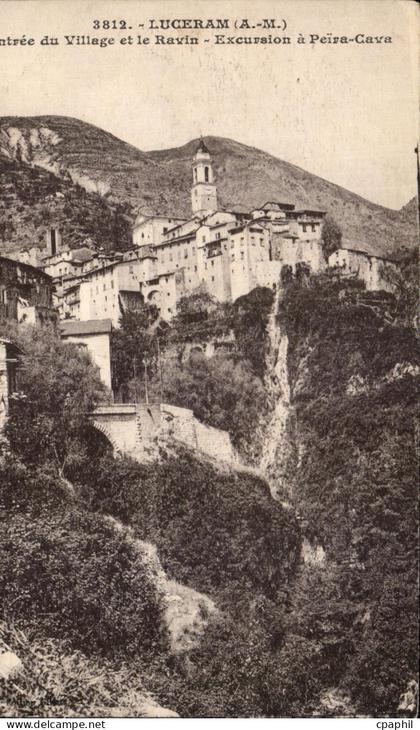 CPA Luceram Entree Du Village Et La Ravin Excursion A Peira Cava