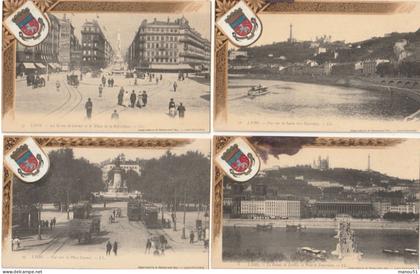 LYON - Lot de 4 CPA
