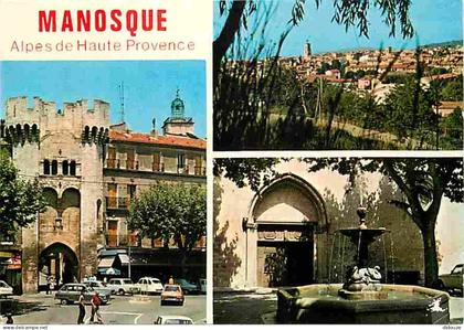 Carte Postale - 04 - Manosque - Multivues - Automobiles - Fontaine - Flamme Postale de Manosque - CPM - Voir Scans Recto