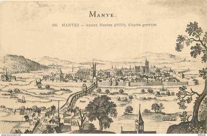78 - Mantes la Jolie - Ancien Mantes 1650 d'après gravure - Précurseur - CPA - Voir Scans Recto-Verso