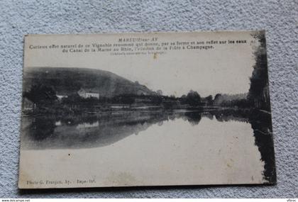 Cpa 1932, Mareuil sur Ay, canal de la Marne , Marne 51