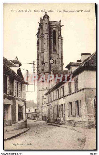 CPA Maule Eglise Tour Renaissance