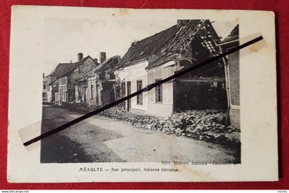 CPA - Méaulte - Rue principale, maisons détruites